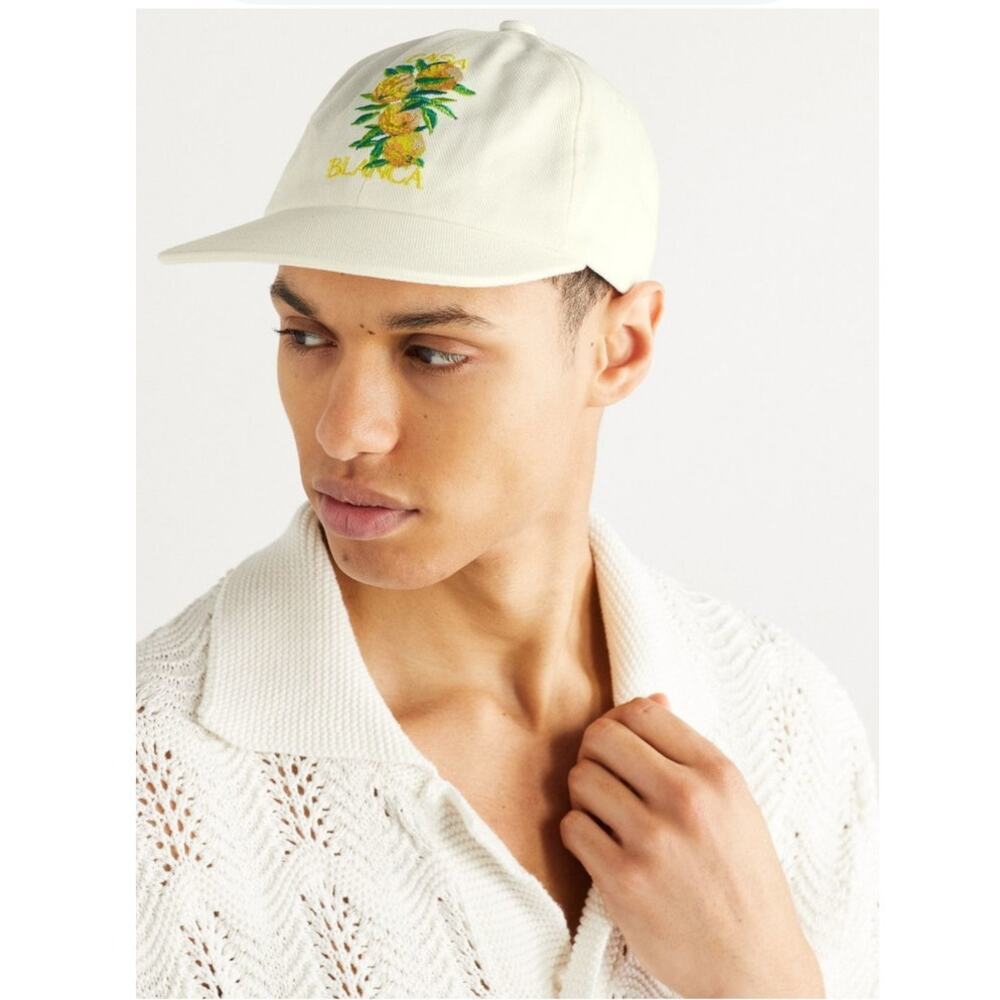 Casablanca Tennis Club | Men's Embroidered Cotton Twill Baseball Cap Yuzu Rare